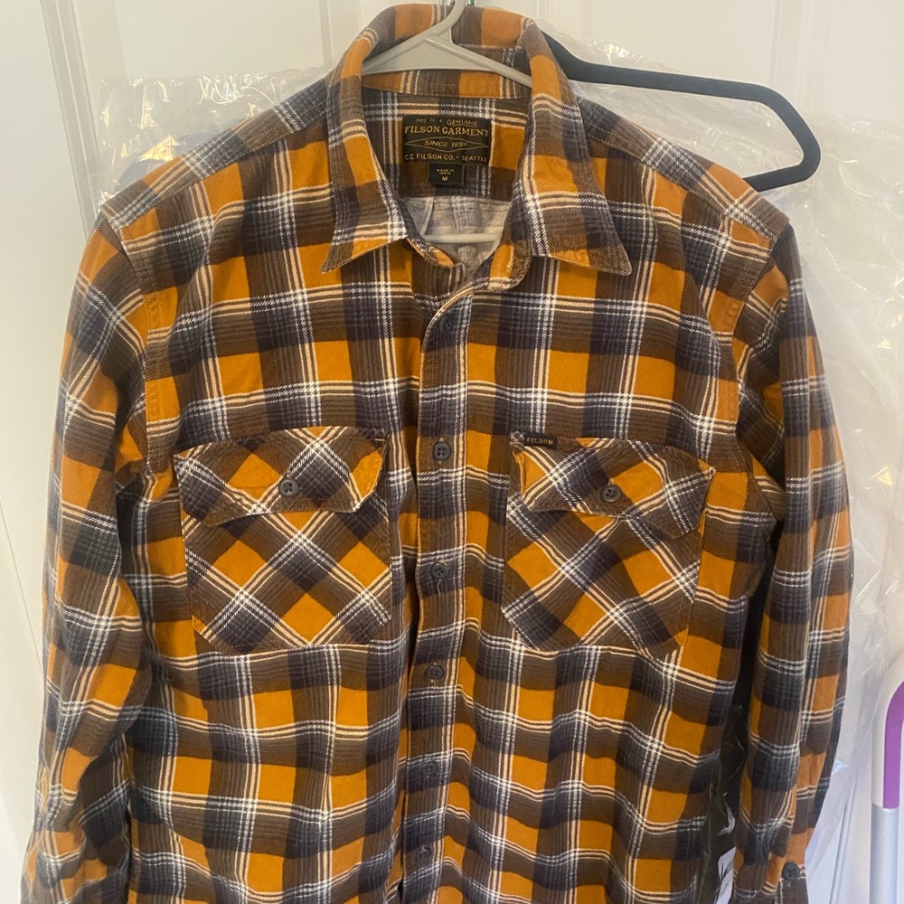 Filson Yellow and Black Plaid Flannel Shirt